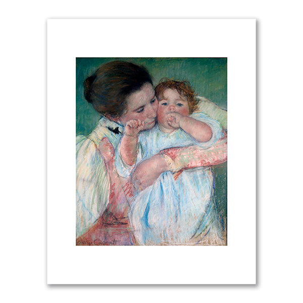 Mother and Child on Green Background by Mary Cassatt