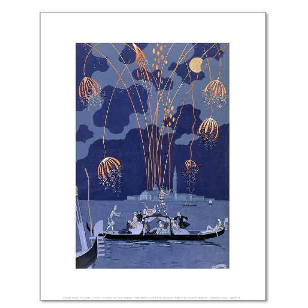 Fireworks in Venice, illustration for 'Fetes Galantes' by Georges Barbier