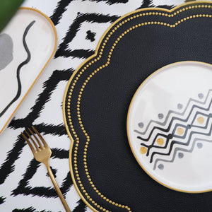 NURTURE BLACK GOLD SCALLOPED FAUX LEATHER PLACEMAT (Set Of 4)