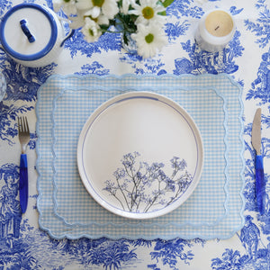 DAHLIA BLUE GINGHAM ROUND FABRIC PLACEMAT (Set Of 4)