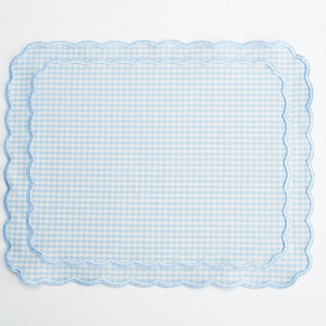 DAHLIA BLUE GINGHAM ROUND FABRIC PLACEMAT (Set Of 4)