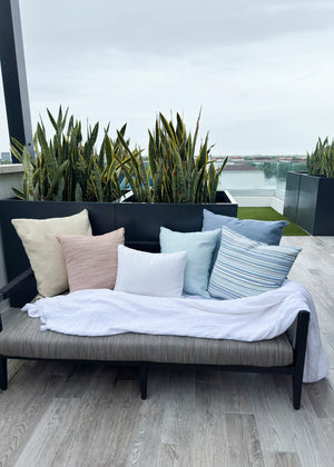 Blue Yacht Stripe 24x24 Indoor Outdoor Pillow