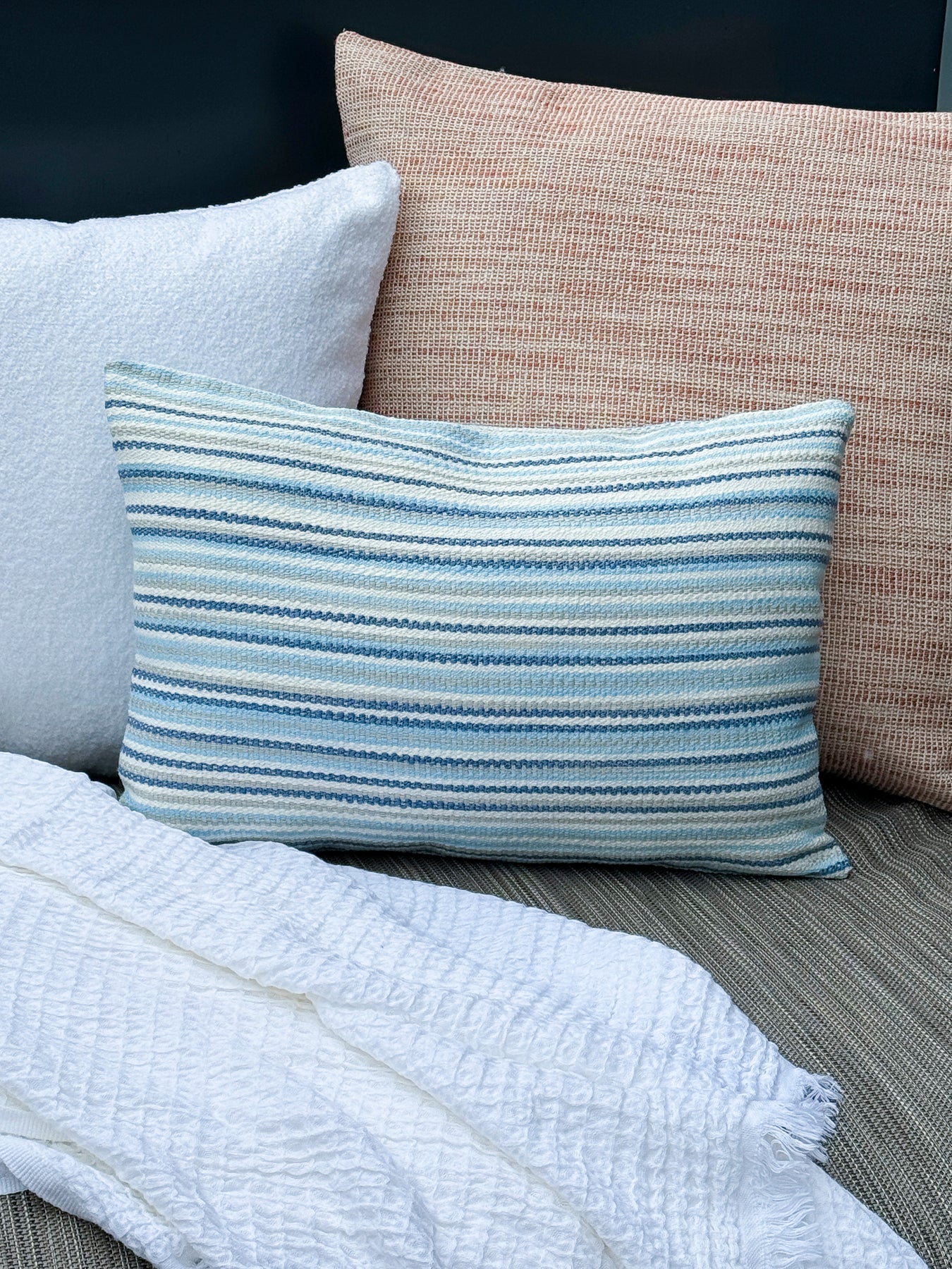 Blue Yacht Stripe 14x20 Indoor Outdoor Pillow