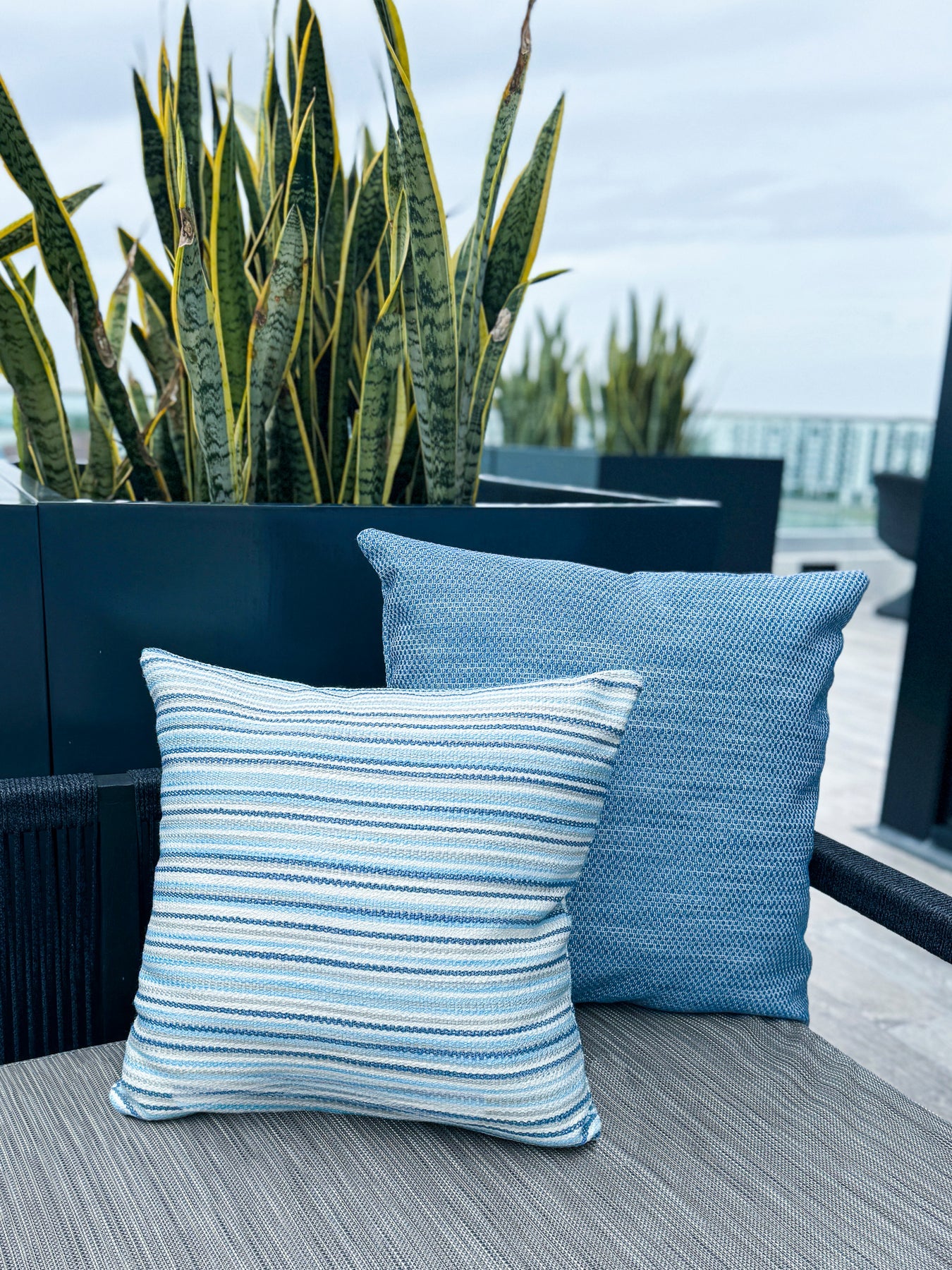 Blue Yacht Stripe 20x20 Indoor Outdoor Pillow