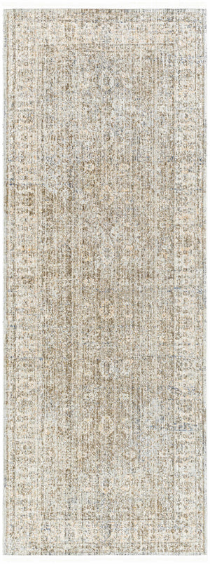 Margaret Damask Sage & Gray Washable 7ft Runner Rug - Livabliss x Becki Owens
