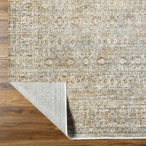 Margaret Damask Sage & Gray Washable 7ft Runner Rug - Livabliss x Becki Owens
