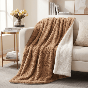 DaDa Bedding Brown Faux Fur Pet Blanket for Dogs & Cats – Washable Sherpa Throw