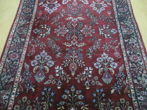 4' X 6' Vintage Handmade Fine India Jaipur Floral Oriental Wool Rug Red Nice