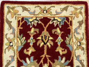 Small Floral Wool Rug 2x3, Safavieh Heritage Collection, Dark Red & Cream