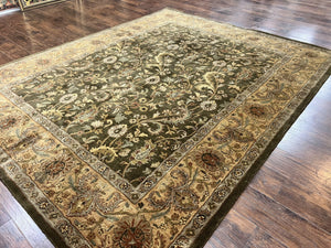 Pottery Barn Rug 8x10, Wool Hand Tufted Vintage Indian Carpet, Room Sized Wool Pile Floral Rug