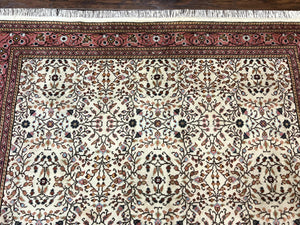 Turkish Rug 6x8, Kayseri Carpet, Handmade Vintage Wool Rug, Cream Multicolor, Allover Pattern