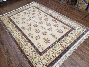 Tufenkian Rug 5.9 x 8.6, Tibetan Nepalese Rug, Hand Knotted, Soft Shiny Wool, Repeated Motifs, Contemporary Modern, Area Rug 6x9, Vintage