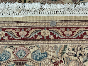 Pakistani Runner Rug 2.8 x 14, Pak Persian Hallway Rug, Cream Color
