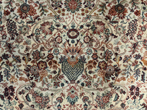 Antique Persian Rug 5x7, Allover Floral with Vases, Beige and Red, Belgian Power Loomed Rug, Vintage