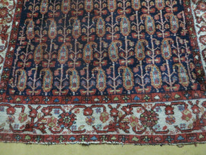 4' X 6' Antique Handmade Turkish Sivas Wool Rug Vegetable Organic Dye Nice Blue