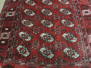 4' 5" X 5' 7" Semi Antique Handmade Afghan Yamud Turkoman Bokhara Wool Rug