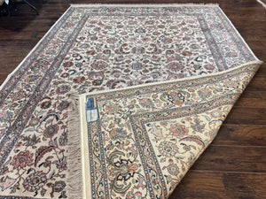 Karastan Rug #738 Tabriz Design 8.8 x 12, Room Sized Wool Pile Karastan Carpet, Vintage Discontinued Karastan Area Rug, Ivory, Floral Rug
