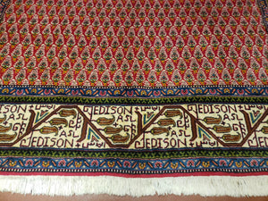 6x9 Finely Woven Turkish Tribal Rug, Boteh/Paisley Pattern, Red & Beige Area Rug, Vintage Wool Carpet, Entryway Rug, Hand-Knotted Foyer Rug