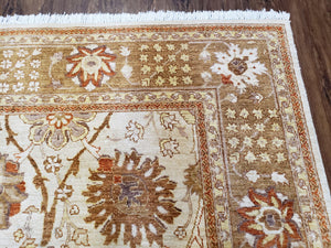 8x10 Oushak Rug, Pakistani Peshawar Wool Carpet, Beige Tan