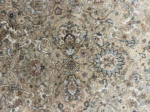 Indo Mahal Rug 8x10, Indian Jaipur Rug 8 x 10 ft, Wool Indo Persian Carpet, Handmade Traditional Floral Area Rug, Olive Green, Vintage Rug