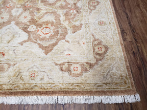6x9 Pakistani Peshawar Rug, Handmade Wool Carpet, Soft Neutral Colors Rug, Vintage Rug for Modern Home