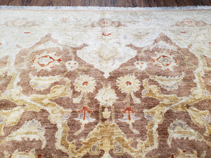 6x9 Pakistani Peshawar Rug, Handmade Wool Carpet, Soft Neutral Colors Rug, Vintage Rug for Modern Home