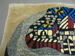 3' X 4' Vintage Hand Crafted Israel Wool Rug Carpet Wall Hanging Signed Hebrew