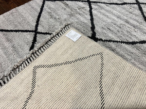 Modern Shag Rug 8x10, Gray and Black, Wool and Cotton, Lulu and Georgia, Handmade Indian Shag Rug