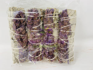 Bholi Sage Plus Sage Smudge Kit for Cleansing Negative Energy Lavender with White Sage Smudge Sticks Pack of 4