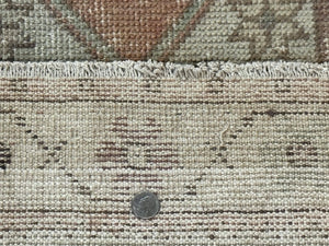 Antique Turkish Runner Rug 3 x 9.6, Farmhouse Rug, Geometric Runner, Handmade, Vintage Rug for Modern Home