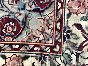 Sino Persian Runner Rug 2.7 x 12, Floral Allover, Dark Green, Vintage HandmadeOriental Carpet for Hallway, 12ft Runner, 200 KPSI