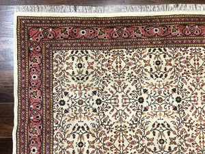 Turkish Rug 6x8, Kayseri Carpet, Handmade Vintage Wool Rug, Cream Multicolor, Allover Pattern
