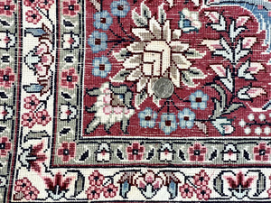 Silk Indian Kashmiri Rug 8x10, Floral Medallion, Indo Persian Carpet, Handmade Vintage Silk Rug