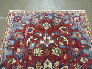 4' X 6' Antique Handmade India Floral Oriental Wool Rug Vegetable Dyes #120