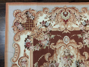 Vintage Needlepoint Rug 6x9, Aubusson Rug, Flatweave Wool Elegant Carpet, Medium Size, French European Design
