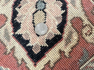 Romanian Heriz Serapi Rug 6x9, Hand Knotted Vintage Wool Oriental Carpet, Medium Sized Area Rug, Boho Rug, Handmade Rug, Cream and Pink