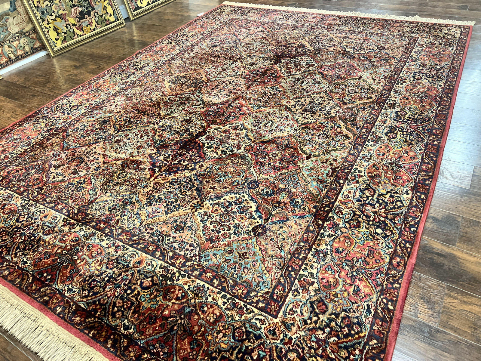 Karastan Multicolor Panel Kirman Rug #717, Wool Karastan Rug 8' 8" x 12', Vintage Multipanel Kirman, Original Karastan Collection 700 Series