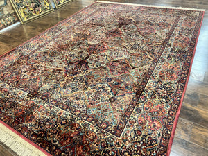 Karastan Multicolor Panel Kirman Rug #717, Wool Karastan Rug 8' 8" x 12', Vintage Multipanel Kirman, Original Karastan Collection 700 Series