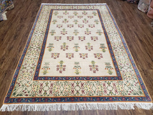 Tufenkian Rug 5.9 x 8.6, Tibetan Nepalese Rug, Hand Knotted, Soft Shiny Wool, Repeated Motifs, Contemporary Modern, Area Rug 6x9, Vintage