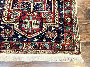 Antique Turkish Sparta Rug 3x4, Geometric Caucasian Pattern, Vintage Handmade Tribal Wool Carpet