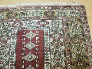 4' X 8' Antique Handmade Turkish Melas Oushak Wool Rug
