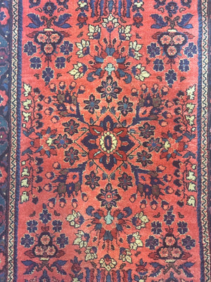 Antique Persian Sarouk Rug 2x4, Red, Fine 260 KPSI