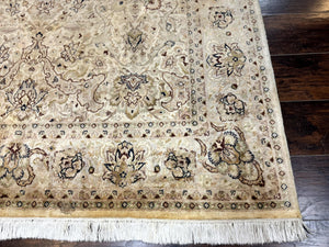 Pak Persian Rug 6x9, Vintage Handmade Wool Carpet, Floral, Beige