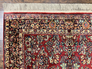 Karastan Rug 5.9 x 9 Red Sarouk #785, Wool Original 700 Series, Vintage