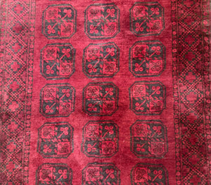 Afghan Turkoman Bokhara Bashir Rug 3x6, Red