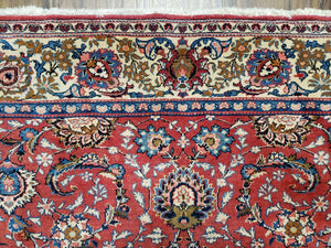 Semi Antique Persian Kashan, Red & Cream, Hand-Knotted, Wool, 4' 8" x 6' 6", Pair A