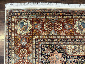 Wonderful Pak Persian Rug 9x12, Very Fine 260 KPSI, Floral Peacocks, Handmade Vintage Wool Rug