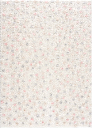 Cansu Pink & Cream Dotted Runner Rug