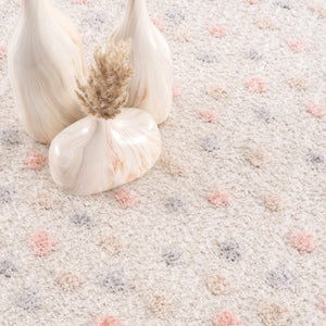 Cansu Pink & Cream Dotted Runner Rug
