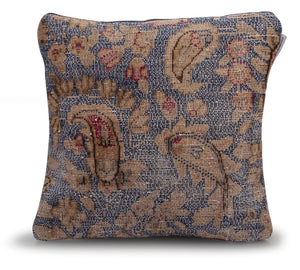 Canvello Antique Blue And Brown Pillows For Living Room - 16"x16"